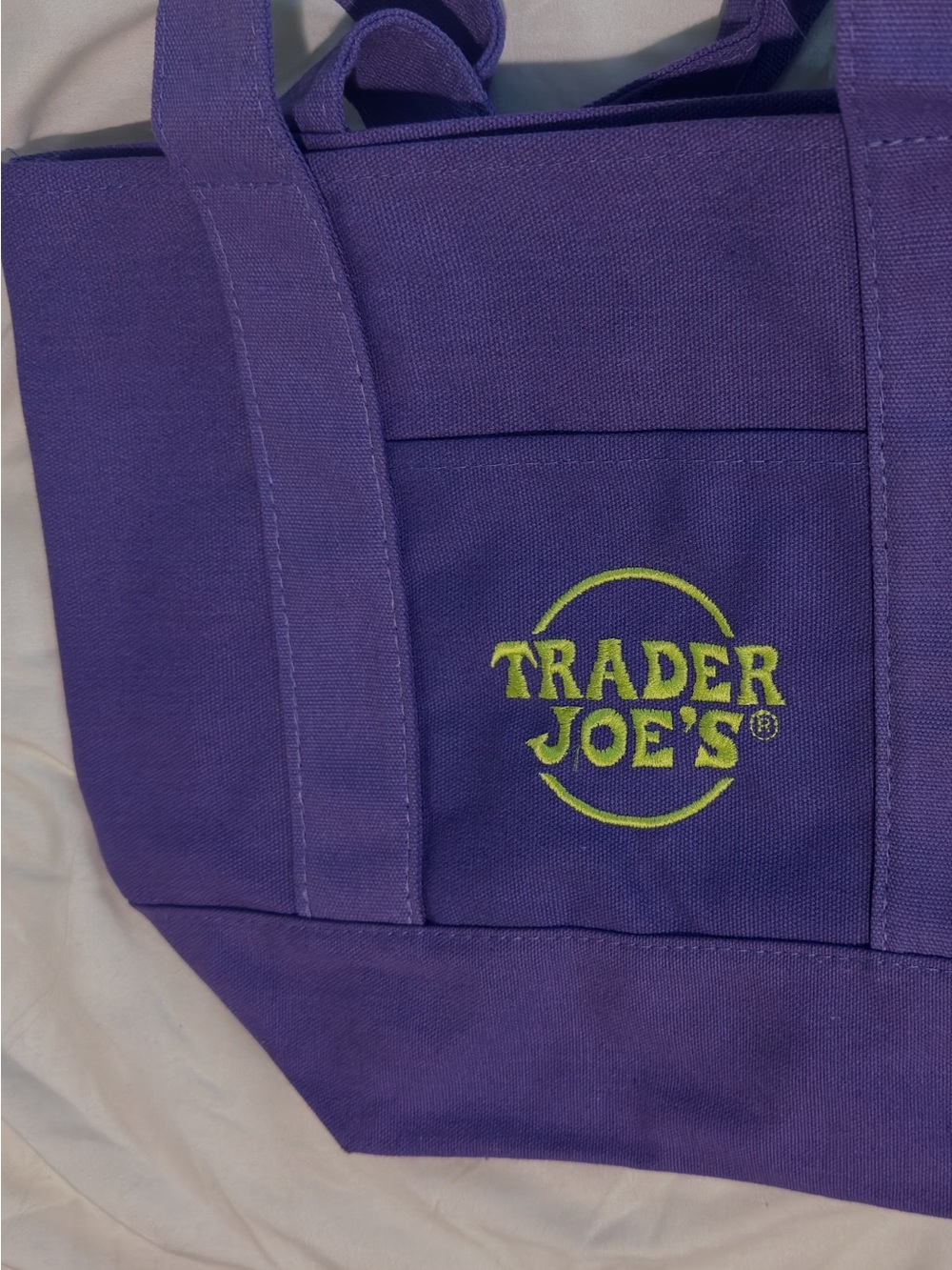 💜 Trader Joe’s Purple Canvas Tote — Rare 2-Tone Colorway - Picture 3 of 3